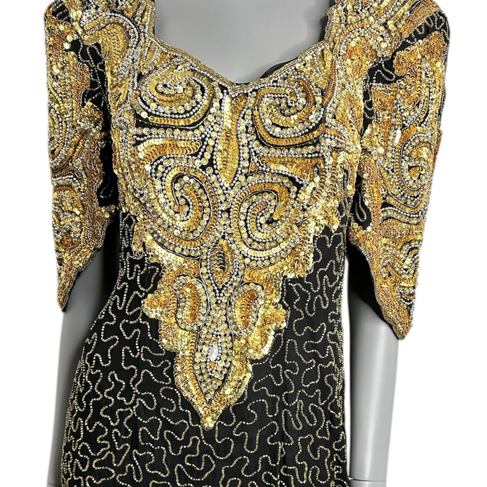 Vintage Black and Gold Sequin Dress - SALE